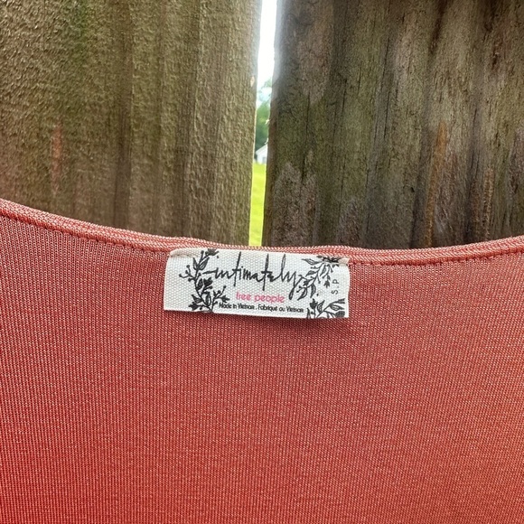 Free People Turnt Metallic Shiny Peach Orange V Neck Drapey Long Sleeve Bodysuit - Picture 7 of 13